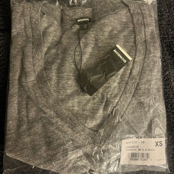 NWT Monrow Textured Tri-Blend Fitted V Neck Tee womens size xs - Picture 11 of 11